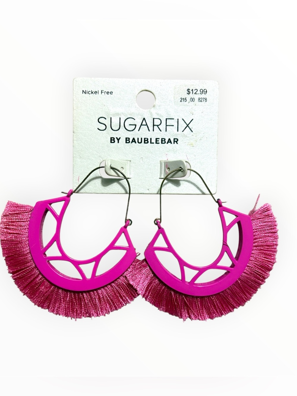 Sugarfix by BaubleBar Hot Pink Fringe Hoop Earrings